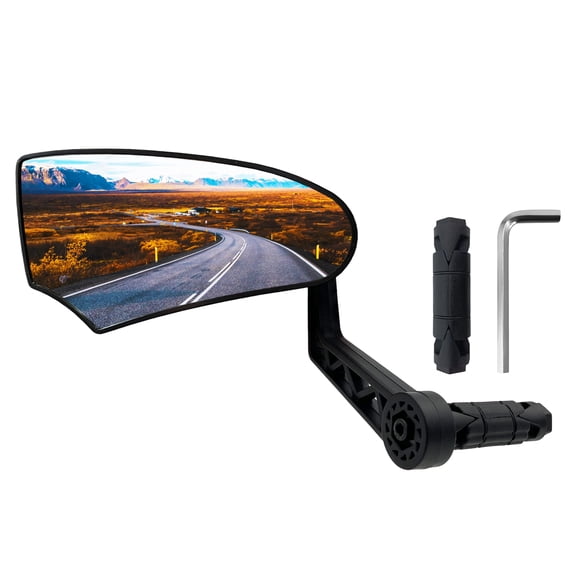 EVNELE HD Glass Bike Mirror, Rotatable Bicycle Mirror for Handlebar, Adjustable Bar End Bike Rear View Mirror, Scratch Resistant (Left)