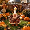 thumbnail image 5 of Halloween Porch Goose Outfit Wavy Pumpkin Print Dress with Bow and Lace Trim for Large Goose Festive Decoration, 5 of 5