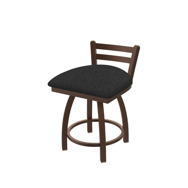 Tabouret de Coiffeuse Pivotant Bas 18 Pouces avec Finition Bronze et Siège en Charbon Graphique