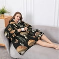 thumbnail image 5 of Oversized Wearable Blanket Hoodie,Brown Mushroom Flower Black Pattern Sherpa Blanket Hoodie with Super Pockets,Super Warm Fuzzy Pullover for Women & Men, 5 of 6