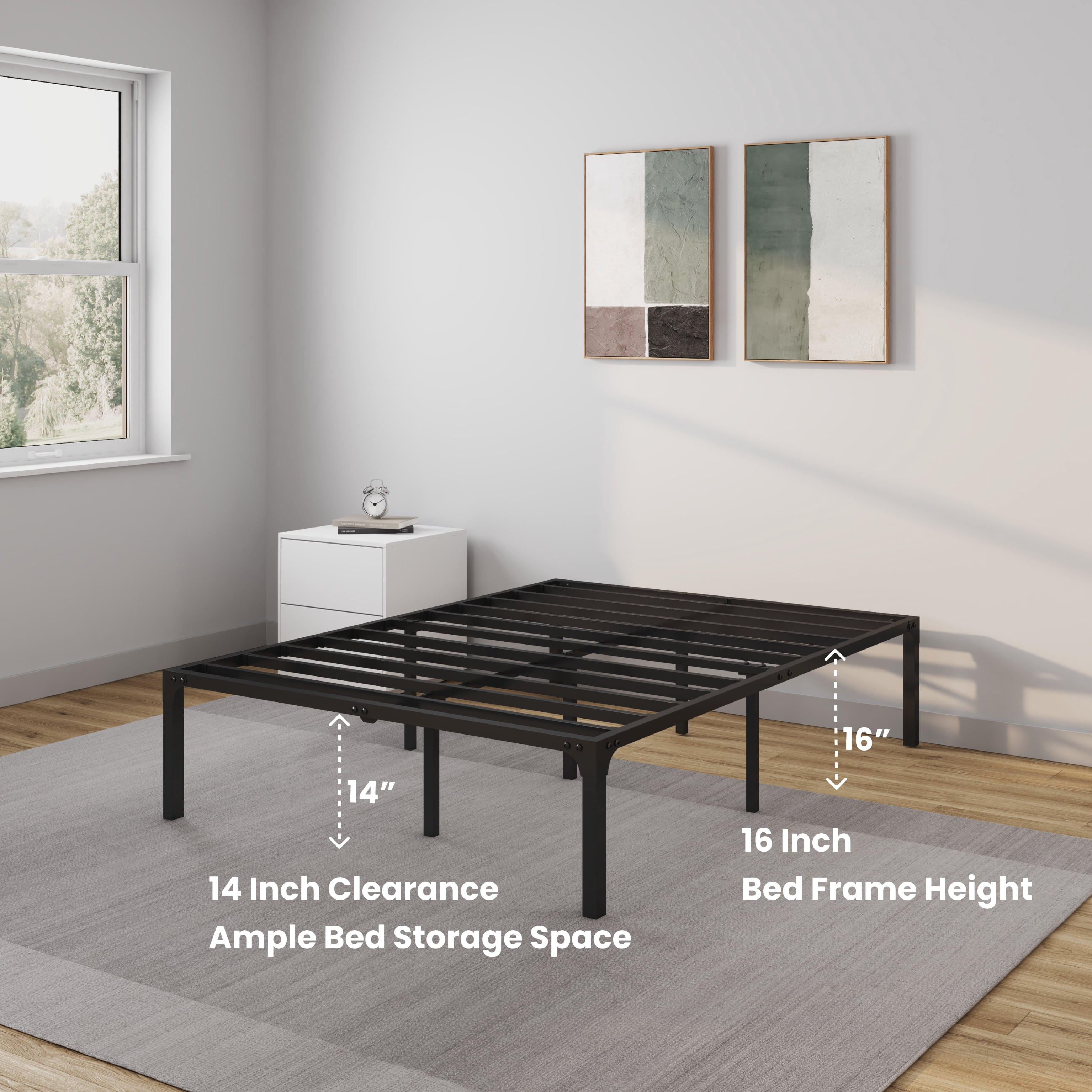 NapQueen ZETA Heavy Duty Easy Assembly Metal Platform Bed Frame, Queen Size