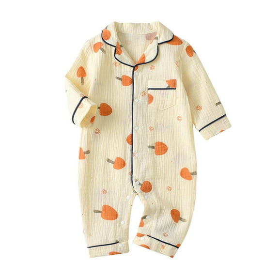 Icvfdpl Outfit Baby Boy Girl Newborn Infant Floral Animals Print Romper Button Up Footie Jumpsuit Clothes Leisure 6-12 Months