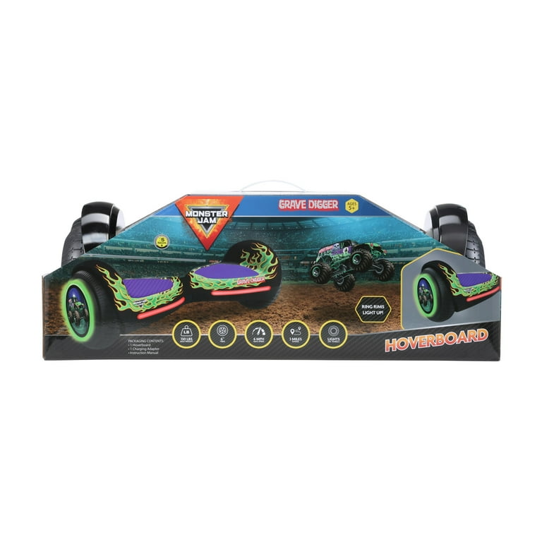 Monster Jam Hoverboard with Light Up Wheels Black