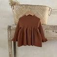 thumbnail image 1 of AherBiu Baby Newborn Girls Rompers Long Sleeve Crewneck Ruffle Dress Fall Winter Solid Color Jumpsuits Dress Onesie, 1 of 3