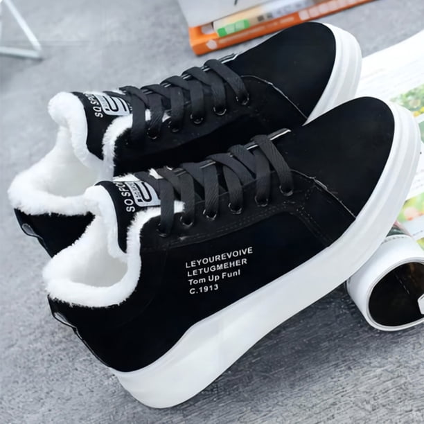 Zapatillas deportivas forradas de piel, zapatillas informales para correr, mujeres acogedoras para actividades al aire libre Likrtyny Tenis De Mujer Tenis De Hombre