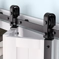 thumbnail image 1 of Heavy Duty Bi-Fold Barn Door Hardware Kit – Smooth & Quiet Sliding Track System – Fits Double 16'' Closet Doors – Easy Installation – Black Side-Mounted Roller – For Laundry,  Closet – 36'' 2 Doors, 1 of 9