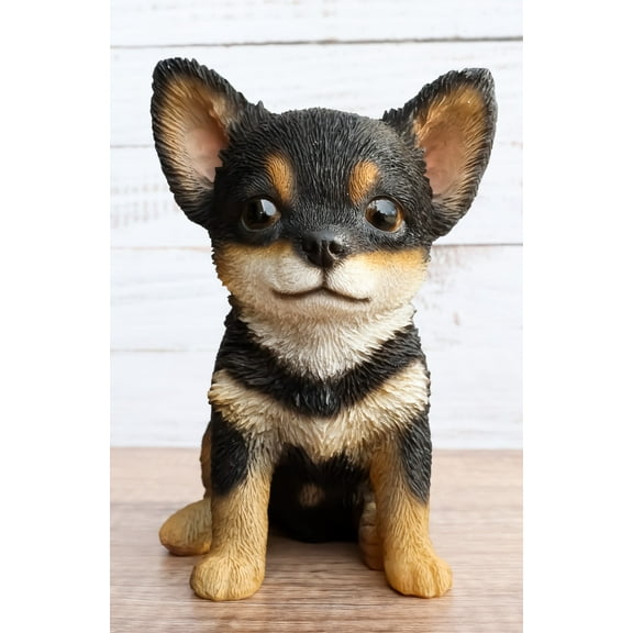 Ebros Chihuahua Dog Puppy Sitting Statue 6.25" High with Glass Eyes Figurine