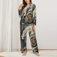 thumbnail image 2 of Lsque Graceful Snow Leopard Pattern Long Sleeve Pajama Set for Women - Soft 2-Piece Sleepwear and Loungewear Set with Pockets, Comfy Nightwear-X-Large, 2 of 7