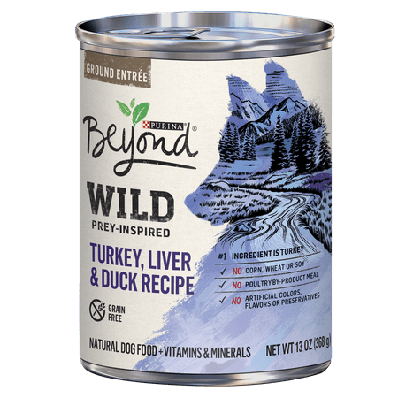 Purina Beyond WILD Prey-Inspired Grain Free, High Protein Turkey, Liver & Duck Pate Recipe Wet Dog Food - (12) 13 oz. (Best Dog Food For High Liver Enzymes)