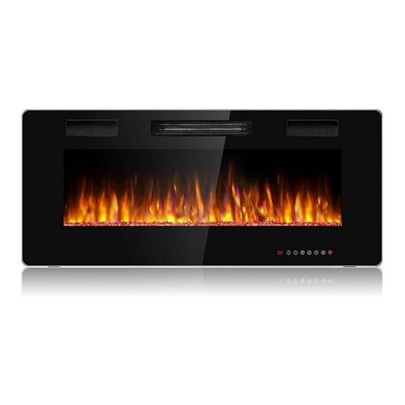42 Inches Recessed Electric Fireplace, in-Wall & Wall Mounted Electric Heater with Adjustable Flame Color & Speed, Control, Touch Screen, 750-1500W (42 Inches)