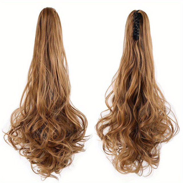 Clip De Garra De 55,88 Cm En Extensión De Cola De Caballo Ondulada, Pieza De Pelo De Fibra Sintética, Extensiones De Cola De Caballo Onduladas Largas Para Mujeres Y Niñas