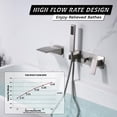 thumbnail image 4 of sumerain Wall Mount Tub Filler Brushed Nickel with Waterfall Tub Spout and Handheld Shower, High Flow, 4 of 4