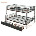 thumbnail image 6 of Full XL Over Queen Metal Bunk Bed with 2 Drawers, Slatted Convertible Bed Frame with Ladder, No Box Spring Needed, 6 of 12