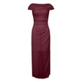 thumbnail image 5 of Dress for Women Cowl Neck Sleeveless Ruched Waist Chiffon Floor Length Maxi Gown Elegant Formal Wedding Guest Evening Dress, 5 of 6