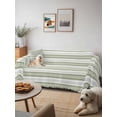 thumbnail image 6 of Boho Sage Green Stripe Couch Cover for 2 Cushion Couch, Abstract Geometric White Minimalist Washable Love Seat Sofa Covers Slipcover, Throw Sofa Covers for Pets, Furniture Protector 71"x102", 6 of 9