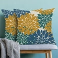 thumbnail image 2 of Mustard Yellow Navy Blue Pillow Covers 18x18 Inch Set of 2 Teal Dahlia Floral Decor Throw Pillows Summer Modern Geometry Flower Outdoor Decorative Cushion Cases for Sofa Couch Bed Decorations, 2 of 6