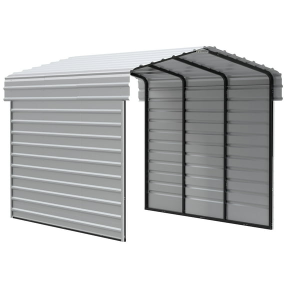 Arrow 10 x 15 x 9 ft Eggshell Steel Carport With 2 Side Wall Kit