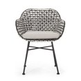 thumbnail image 5 of Modern Outdoor Woven Club Chair Set with Angled Frame and Faux Rattan Metal Accents for Patio Backyard Dining Space, 5 of 9
