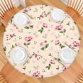 thumbnail image 2 of Pioneer Flower Floral Print Pattern Round Fitted Tablecloth with Elastic Edge,Dining Table Cover Waterproof,Outdoor Round Tablecloth for Camping,Dining,Indoor and Outdoor, 2 of 7