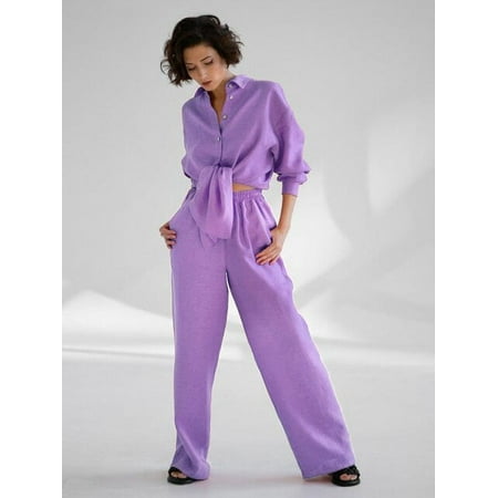 

DanceeMangoo Green Purple Sleepwear Women Lapel Long Sleeve Winter Womens Pajamas Single-Breasted Loose Slit Trouser Suits Cotton