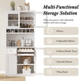 thumbnail image 6 of Harper & Bright Designs Farmhouse Freestanding Buffet with Hutch, Tall Kitchen Pantry Storage Cabinet with Wine Rack and Adjustable Shelves for Dining Room, White, 6 of 20