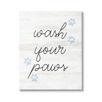 Wash Your Paws Pet Shapes Typography Graphic Art Gallery Wrapped Canvas Print Wall Art