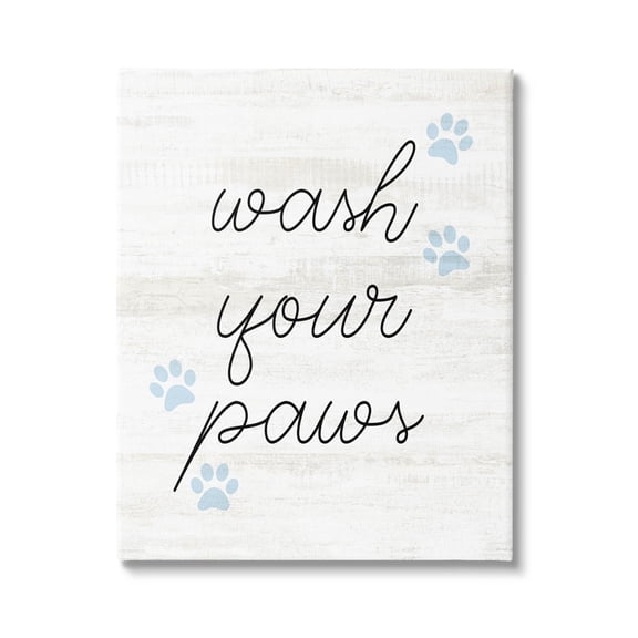Wash Your Paws Pet Shapes Typography Graphic Art Gallery Wrapped Canvas Print Wall Art