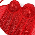 thumbnail image 5 of QHFBli Womens Glitter Sequin Corset Tops Lace Mesh Bustier Fish Boned Crop Top Removable Straps Tube Party Tops, 5 of 5