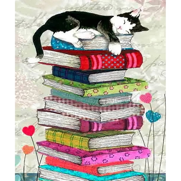 Wdftyju 5D DIY diamante pintura libro gato completo redondo imagen Kit manualidades decoración del hogar Wdftyju 5yx4bv0ak4uf5lz8