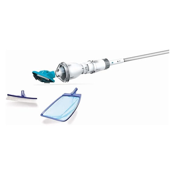 EV02CBX/KIT/US Telsa 2 100 Watt Rechargeable Handheld Pool Vacuum Sweeper Kit with Leaf Skimmer and Wall Brush for Small Swimming Pools