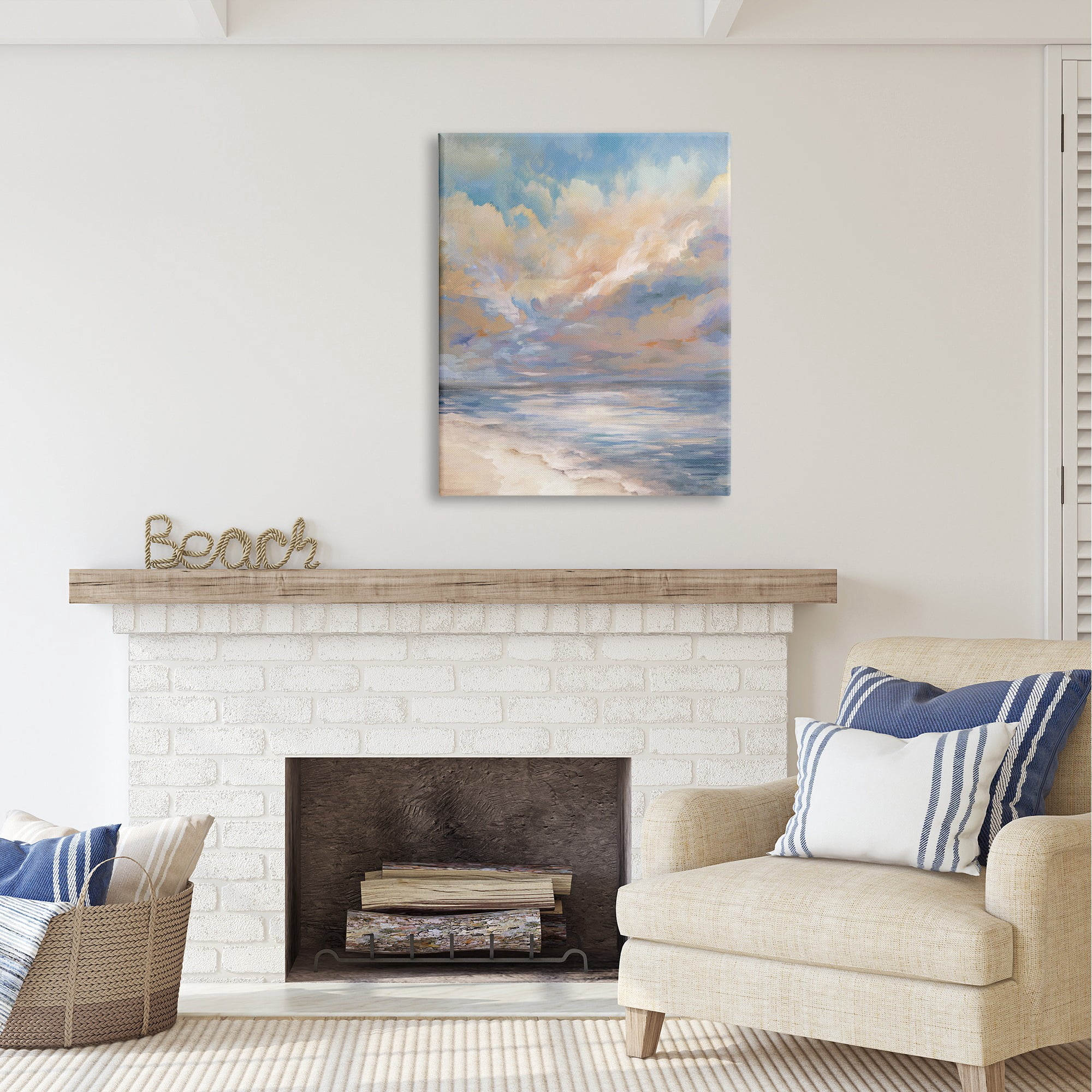Stupell Industries Abstract Sunset Shoreline Landscape Painting Gallery Wrapped Canvas Art Print Wall Art, 30 x 40