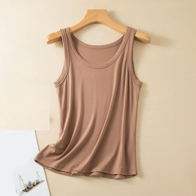 UPPADA Débardeurs d'Été Sans Manches pour Femmes Coupe Ample Décontractés à Col Rond Chemises Ourlet Fluide Débardeurs Tendance Chemises Fluides Mode Été Décontracté Basique Côtelé Dos Nageur Chemise, Offres Éclair du Jour