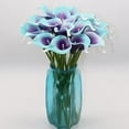 thumbnail image 4 of Mini Artificial Calla Lily 10 Stem Bridal Bouquets Artificial Latex Real Touch Flowers for Home Party Decor (Teal Blue White), 4 of 5