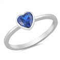 thumbnail image 4 of CHOOSE YOUR COLOR Love Heart Promise Sterling Silver Ring Blue CZ 925 Jewelry Female Size 5, 4 of 4