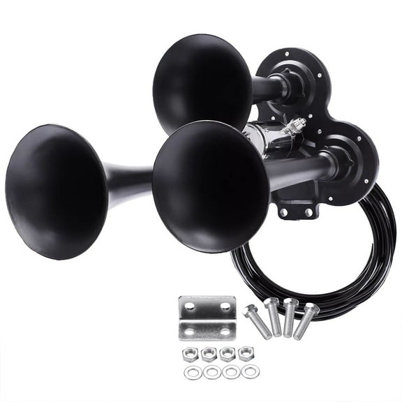 Train Horn Super Loud 3 Trumpet Air Horn Kit For Semi Truck Boat Van Car TAPDRA Accessory Part