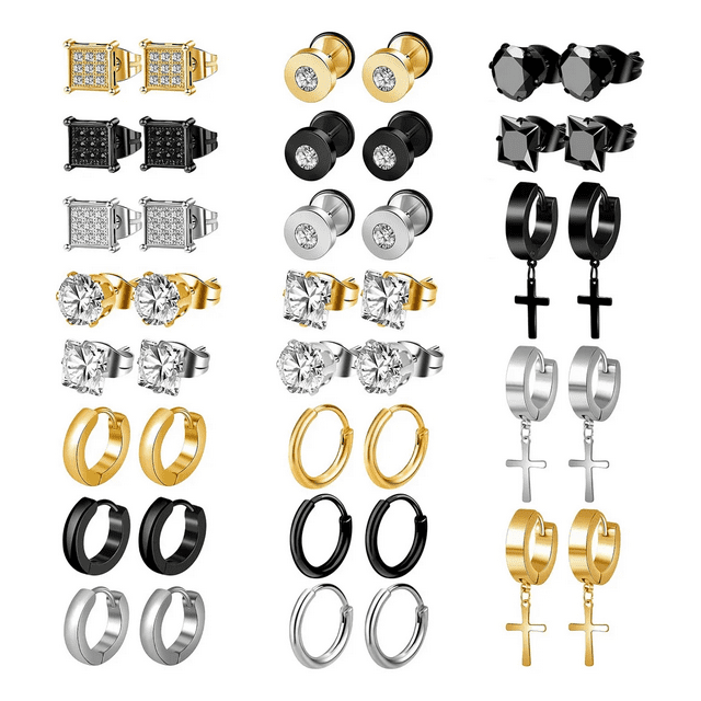 42pzs Aretes Hombre Con Piercing Pendientes Acero Inoxidable Xtellar multicolor