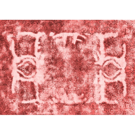 Ahgly Company Indoor Rectangle Abstract Red Modern Area Rugs, 5' x 7'