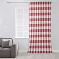 thumbnail image 3 of Farmhouse Red Plaid Semi Sheer Curtains Drapes for Living Room, Bedroom, French Doors Window 84 Inches Long, Rustic Red White Checkered Rod Pocket Chiffon Curtain Drapery Voile Draperies Panel, 3 of 6