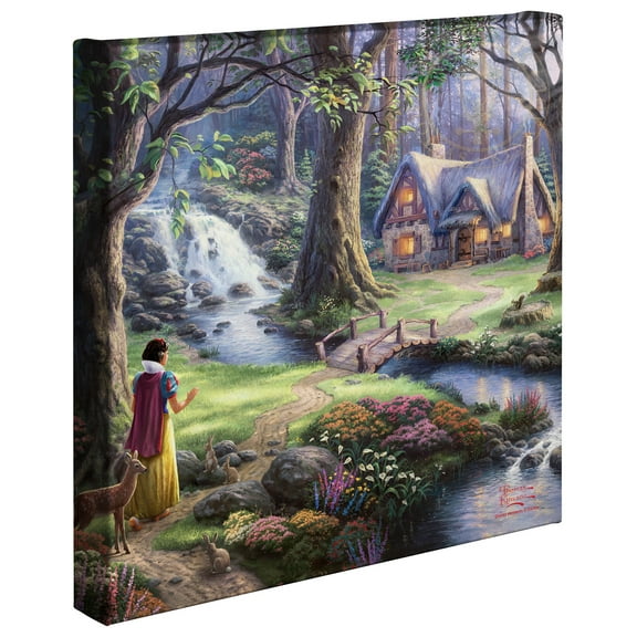 Thomas Kinkade Snow White Discovers the Cottage - 14" x 14" Gallery Wrapped Canvas