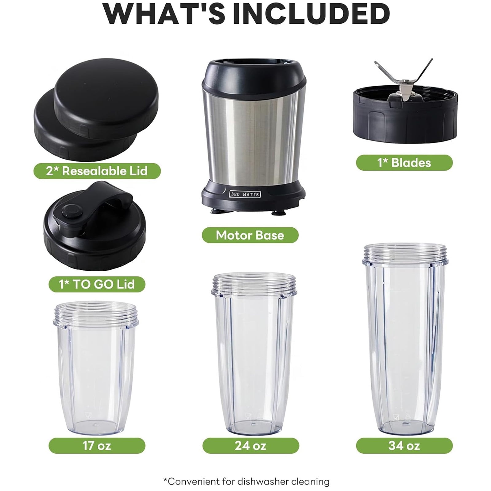 Casabay Countertop Blender Smoothie Blender with Portable Travel Cups, 800W Personal Blender with Removable Blade & BPA-Free for Juice, Smoothies, Mikeshakes, Ice Crushing, Silver