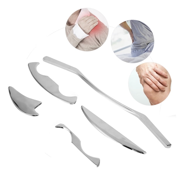 Herramientas De Masaje Herramientas De Masaje De Raspado Herramientas De Masaje De Raspado Corporal Herramientas De Raspado Gua Sha 5pcs / Set Gua De Acero Inoxidable Profesional ANGGREK Descripción de la referencia