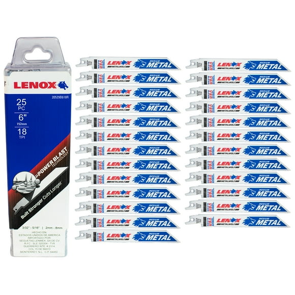 ( 25 piezas ) Segueta Sable Bimetalica Lenox 618R 6 x 3/4 Plgs (18 DPP)