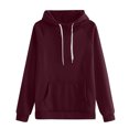 thumbnail image 5 of Two Piece Sweatsuits Hoodies For Women Pullover Hoodie Set Tracksuit Long Sleeve Tops Drawstring Sweatpants Wine 2XL, 5 of 7