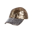 thumbnail image 1 of Womens Sequin Fashion Baseball Cap w/ Full Stoned Bill - Gold, 1 of 2