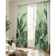 thumbnail image 5 of Palm Leaves Tropical Sheer Curtains 63 Inch Length 2 Panels Set for Living Room/Bedroom, Green Botanical Summer Green Ombre Kitchen Curtains Grommet Semi-Sheer Curtains Window Treatments 42"x63"x2, 5 of 7