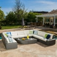 thumbnail image 4 of Santa Cruz Outdoor 10 Seater Wicker Sectional Sofa Set with Cushions Gray/White, 4 of 13