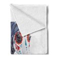 thumbnail image 2 of Watercolor Soft Flannel Fleece Throw Blanket, Oriental Horse Portrait with a Big Mane Ethnic, Cozy Plush for Indoor and Outdoor Use, 70" x 90", Indigo Multicolor, by Ambesonne, 2 of 5