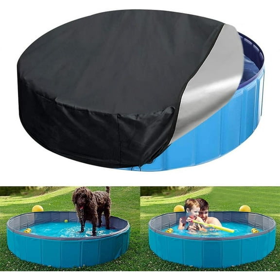 Tutuviw Round Pool Cover for Above Ground Pools,48in Stock Tank Swimming Pool Protector,Foldable Pet Pool Cover,Round Pool Heavy Duty Cover,Outdoor Hot Tub Cover for Kiddie Pet Bath Pool(Black)