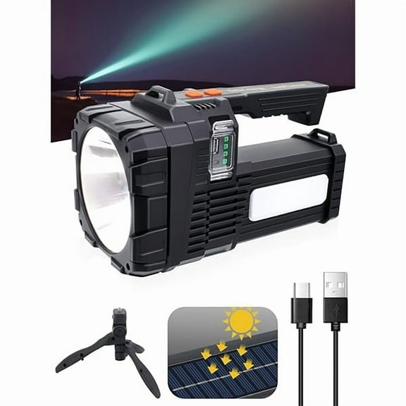 ZC1000000 Lumens Spotlight, Rechargeable Led Spotlight Flashlight, Super Bright Spot Lights Outdoor Handheld, Waterproof Solar Flashlight for Emergencies, XXXX-Large
