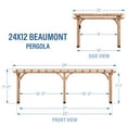thumbnail image 3 of Backyard Discovery Beaumont 24'x12' Cedar Wood Patio Pergola Kit, Trellis Roof, PowerPort, 3 of 12
